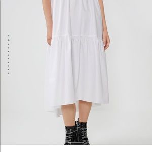 ZARA WOMAN ASYMMETRICAL WHITE POPLIN DRESS